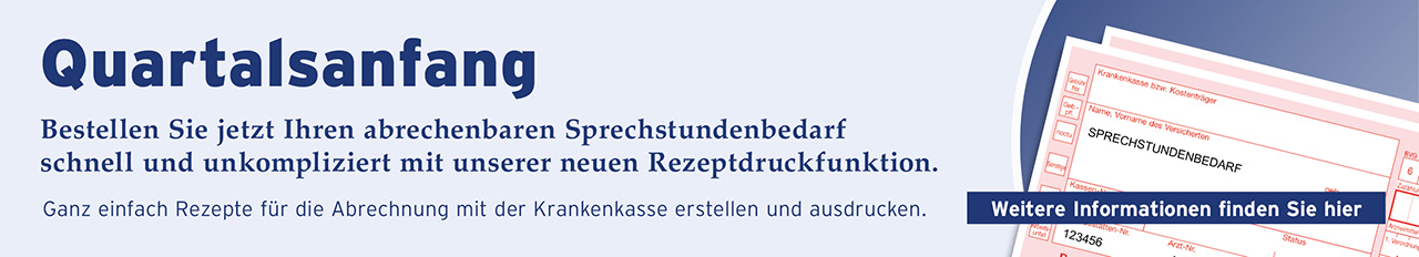 Nutzen Sie unsere neue, integrierte Rezeptdruckfunktion, um schnell und unkompliziert Rezepte für die Abrechnung mit der Krankenkasse zu erstellen.